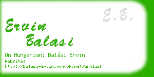 ervin balasi business card