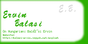 ervin balasi business card